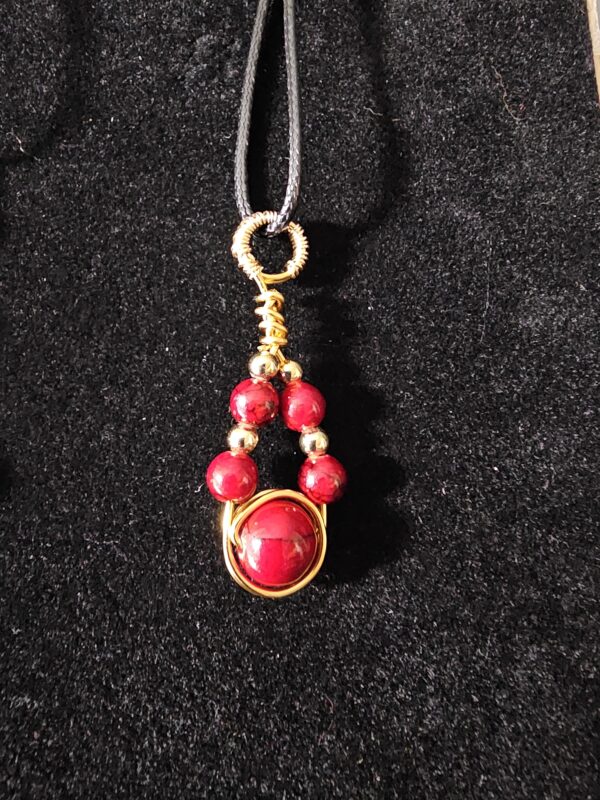 Red Wire Wrap Pendant - Image 3