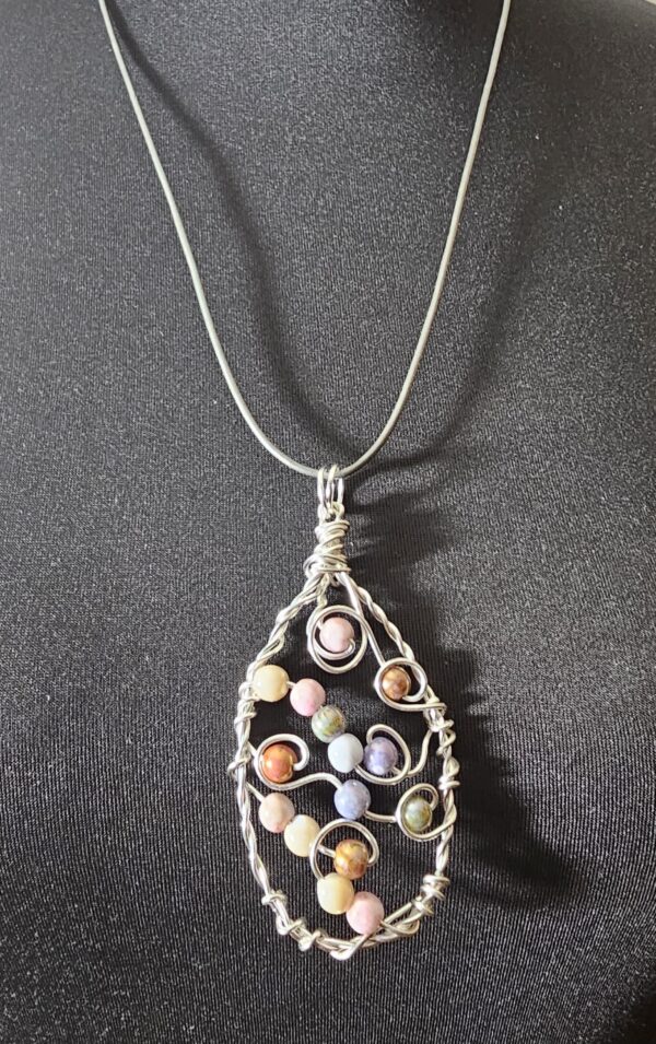 Sterling Silver Pastel Pendant with Czech Glass Beads - Image 5