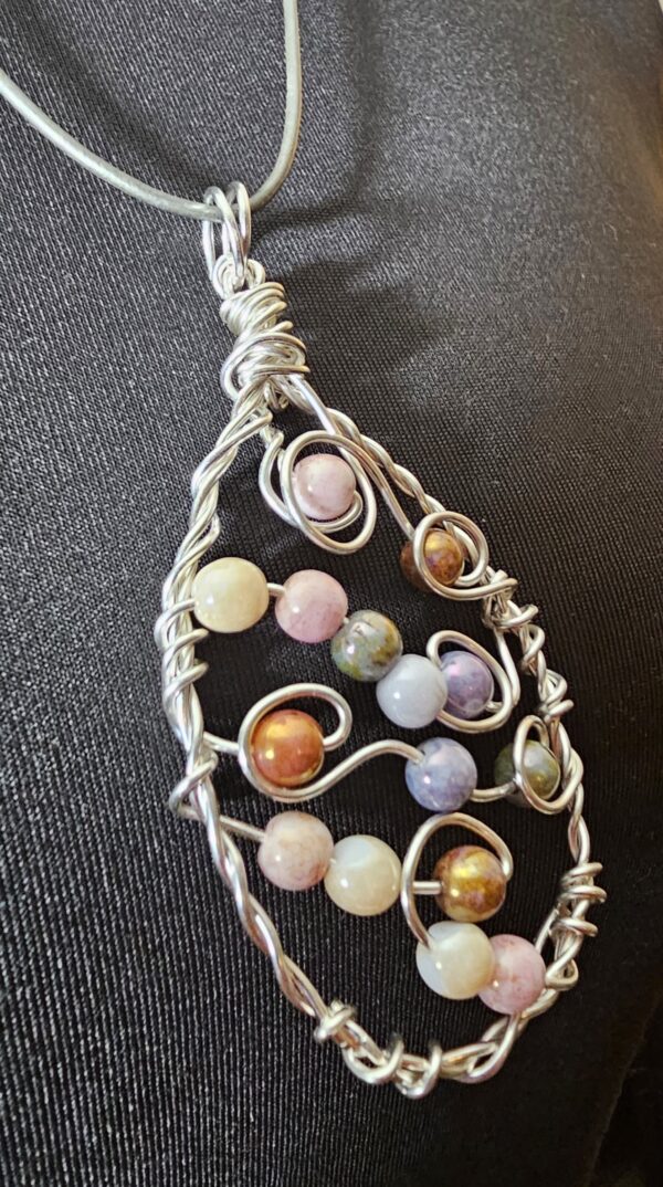 Sterling Silver Pastel Pendant with Czech Glass Beads - Image 2