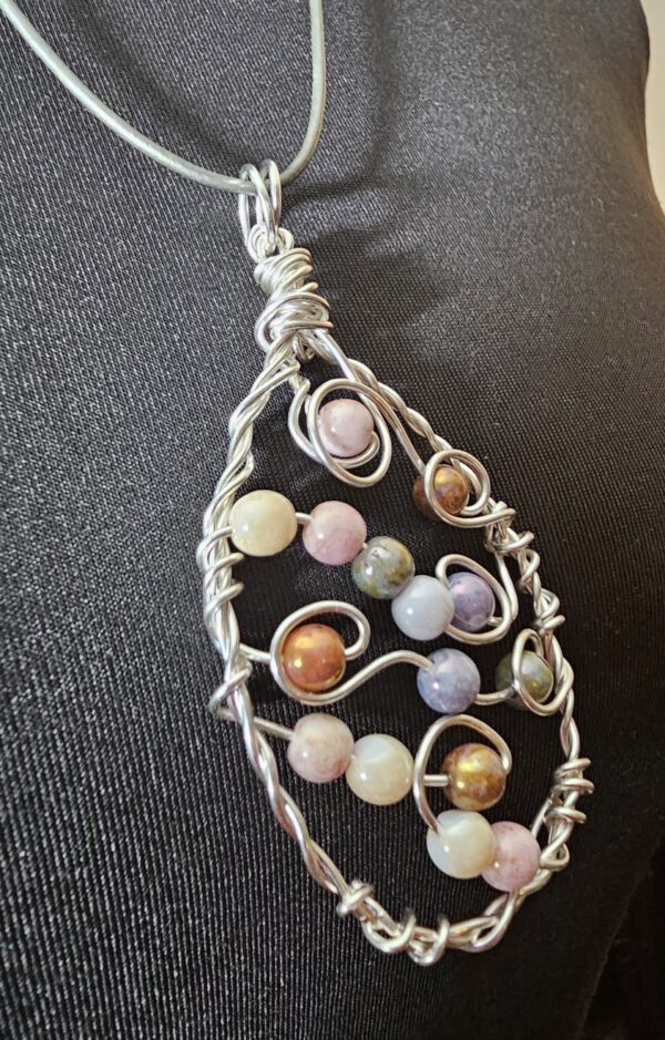 Sterling Silver Pastel Pendant with Czech Glass Beads