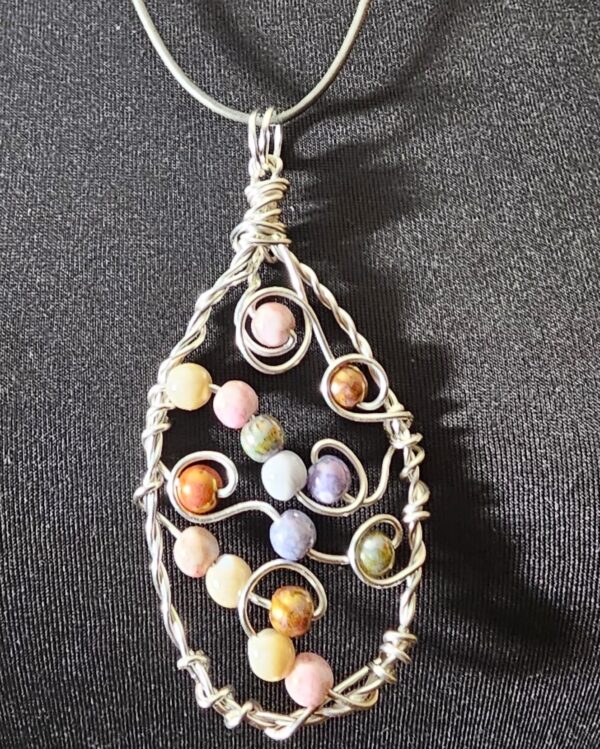 Sterling Silver Pastel Pendant with Czech Glass Beads - Image 4